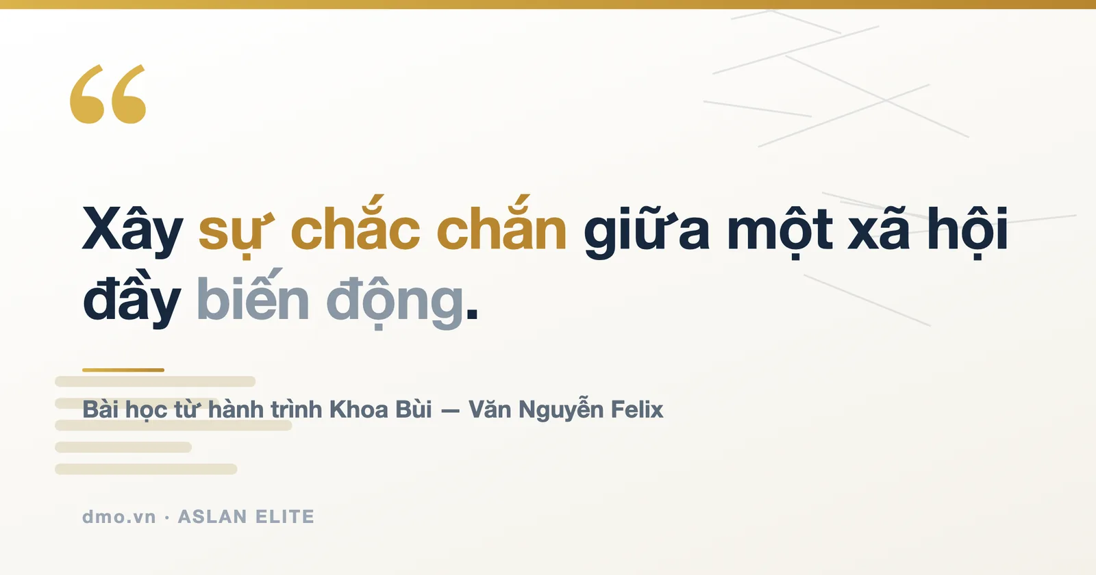 Xây sự chắc chắn giữa một xã hội đầy biến động — bài học từ hành trình Khoa Bùi